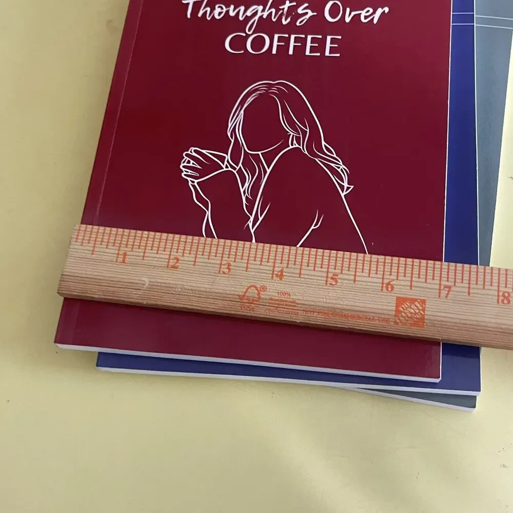 3 Minimalist Notebook Thoughts Over Coffee 7x10” Blue Green Burgundy 100 Pages E